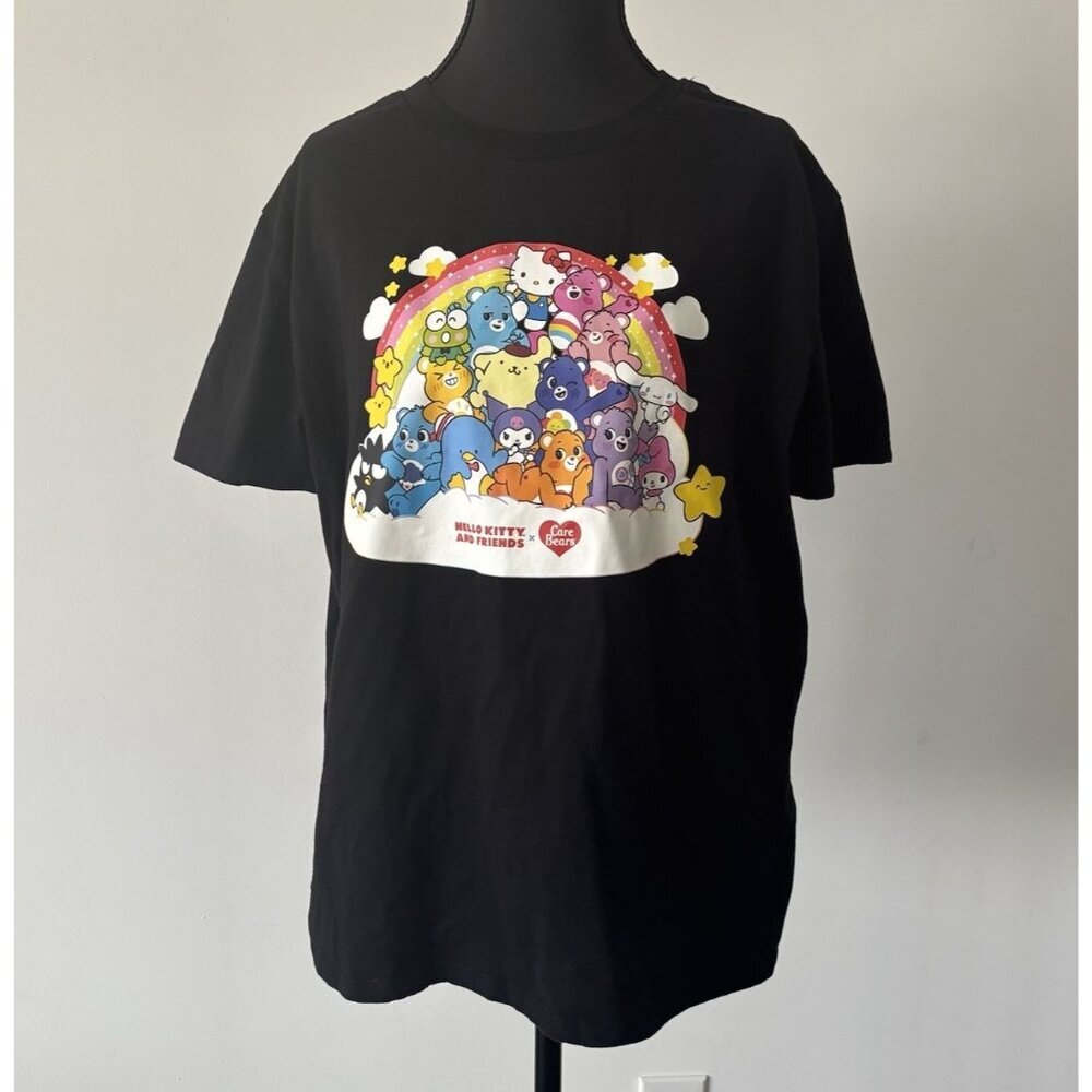Hello‎ Kitty And Friends X Care Bears T-Shirt Large JUNIORS Black Short Sleeve